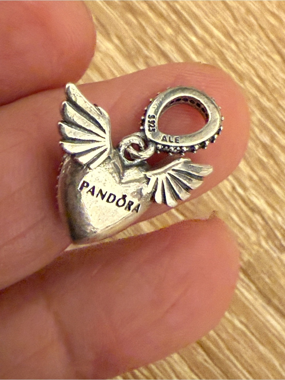 Pandora Silver Winged Heart Dangle Charm